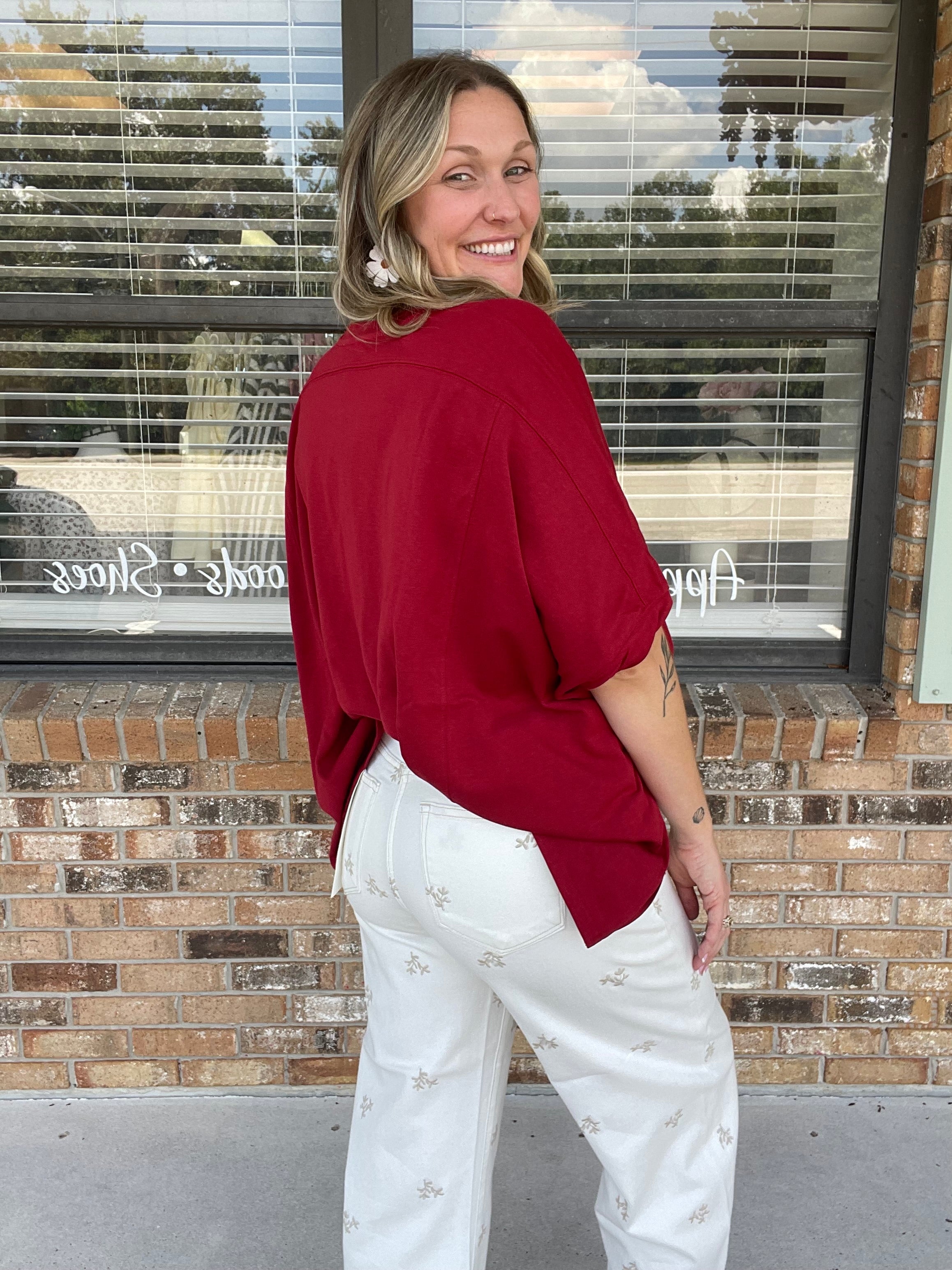 Sangria Red Oversized Top