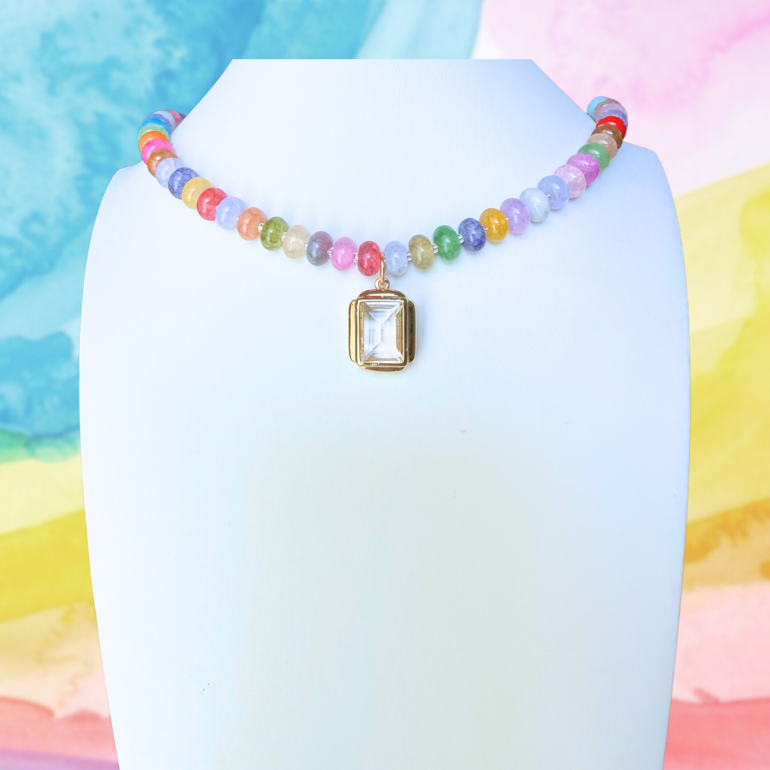 Candy Beaded Necklace: Blue