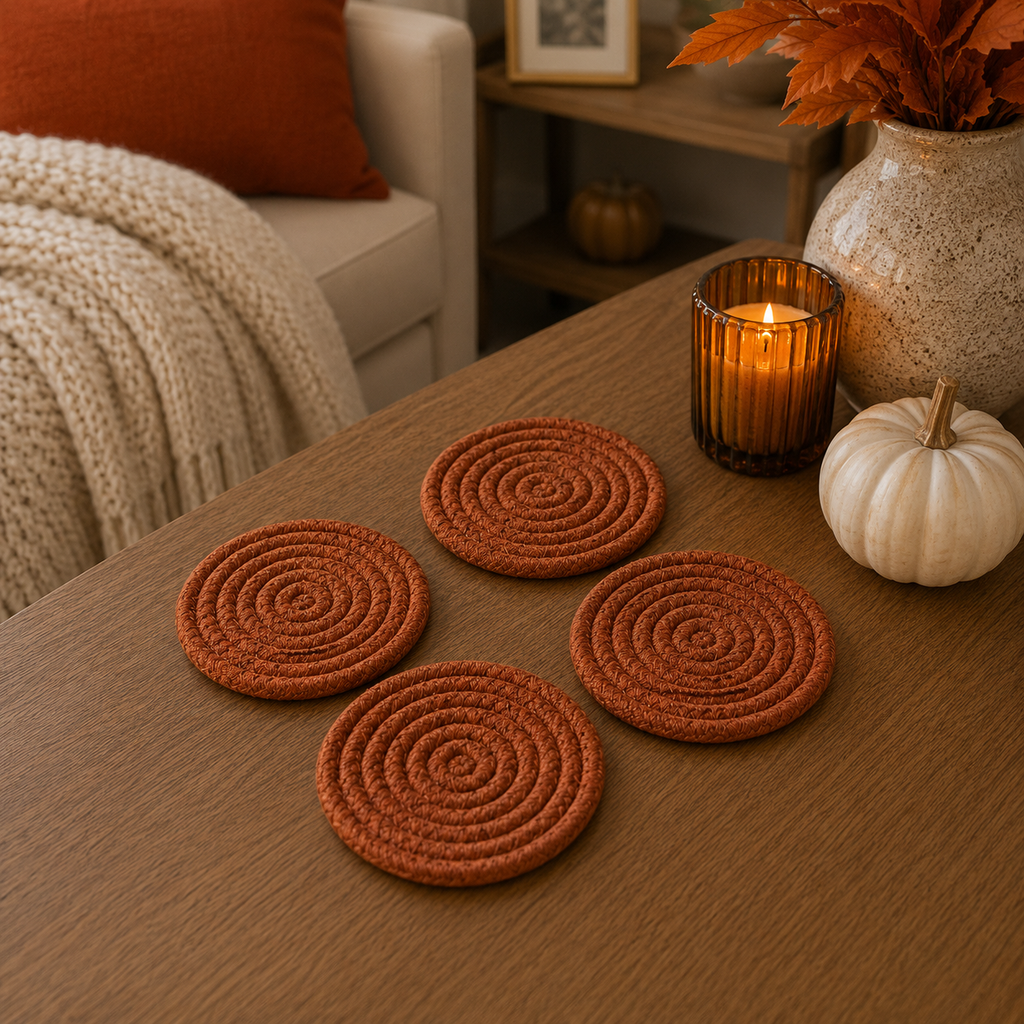 Rust Orange-4pk Coasters