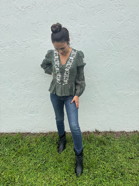 Forest Embroidered Blouse