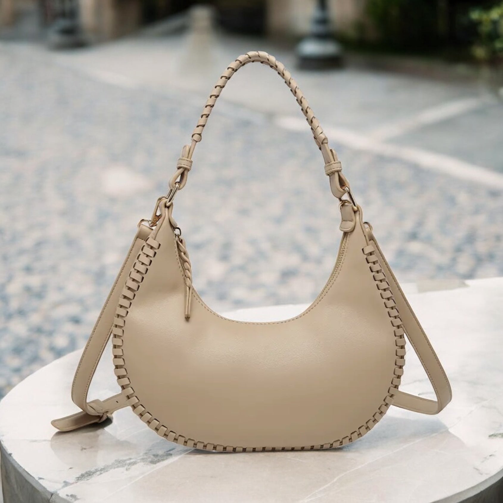 Crescent Taupe Purse