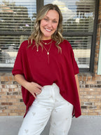 Sangria Red Oversized Top