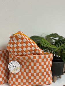 Travel Checkered Makeup Pouches