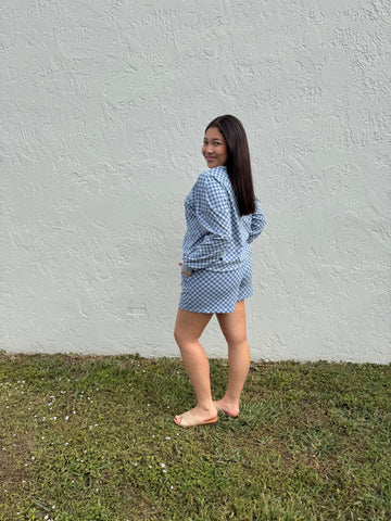 Baby Blue Checkered Shorts