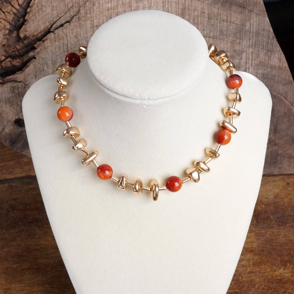 Beaded Glass Red Beads Necklace