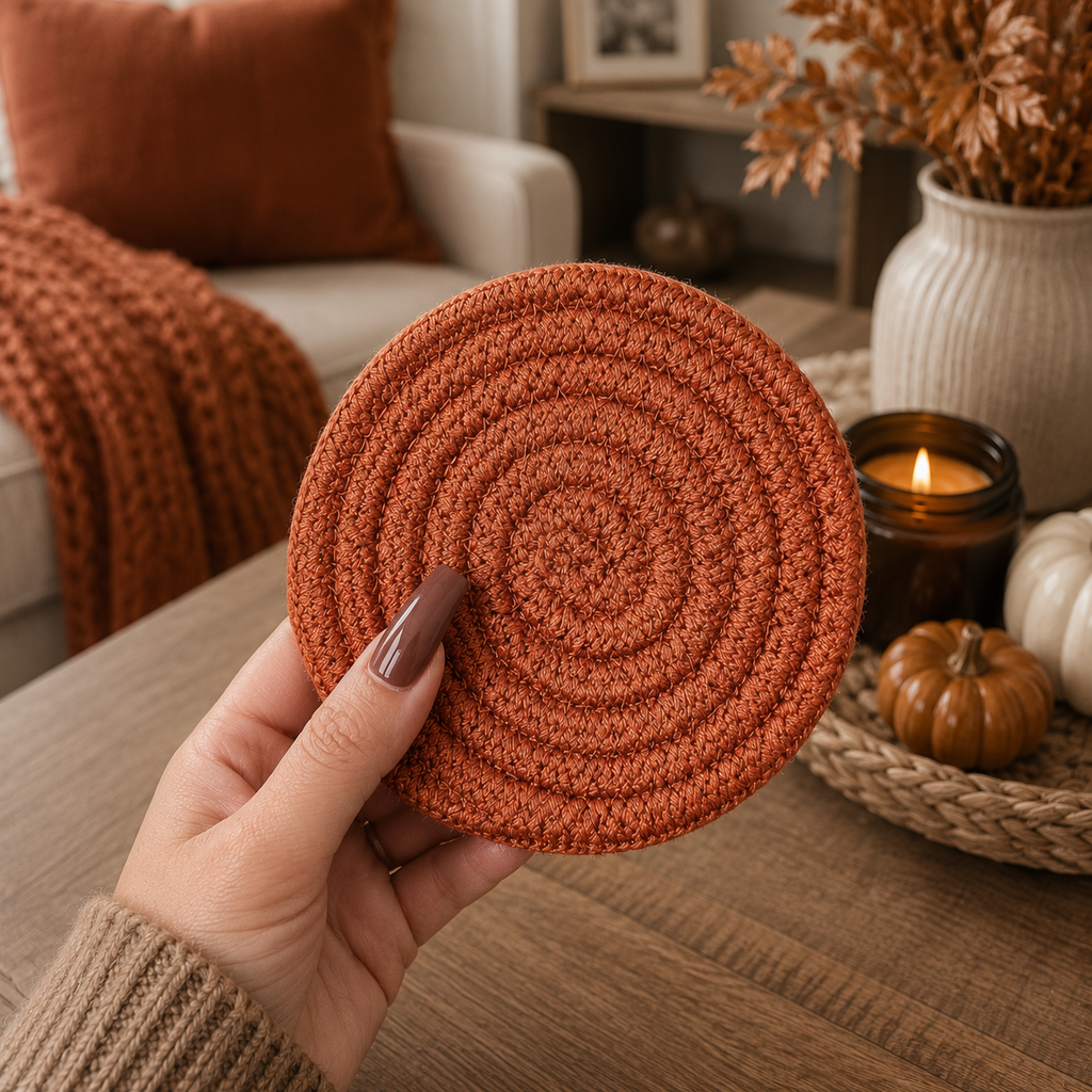 Rust Orange-4pk Coasters