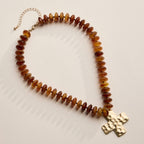 Brown Cross Pendant Necklace