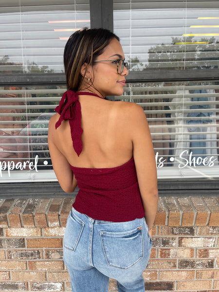 Bridgett Burgundy Halter Top