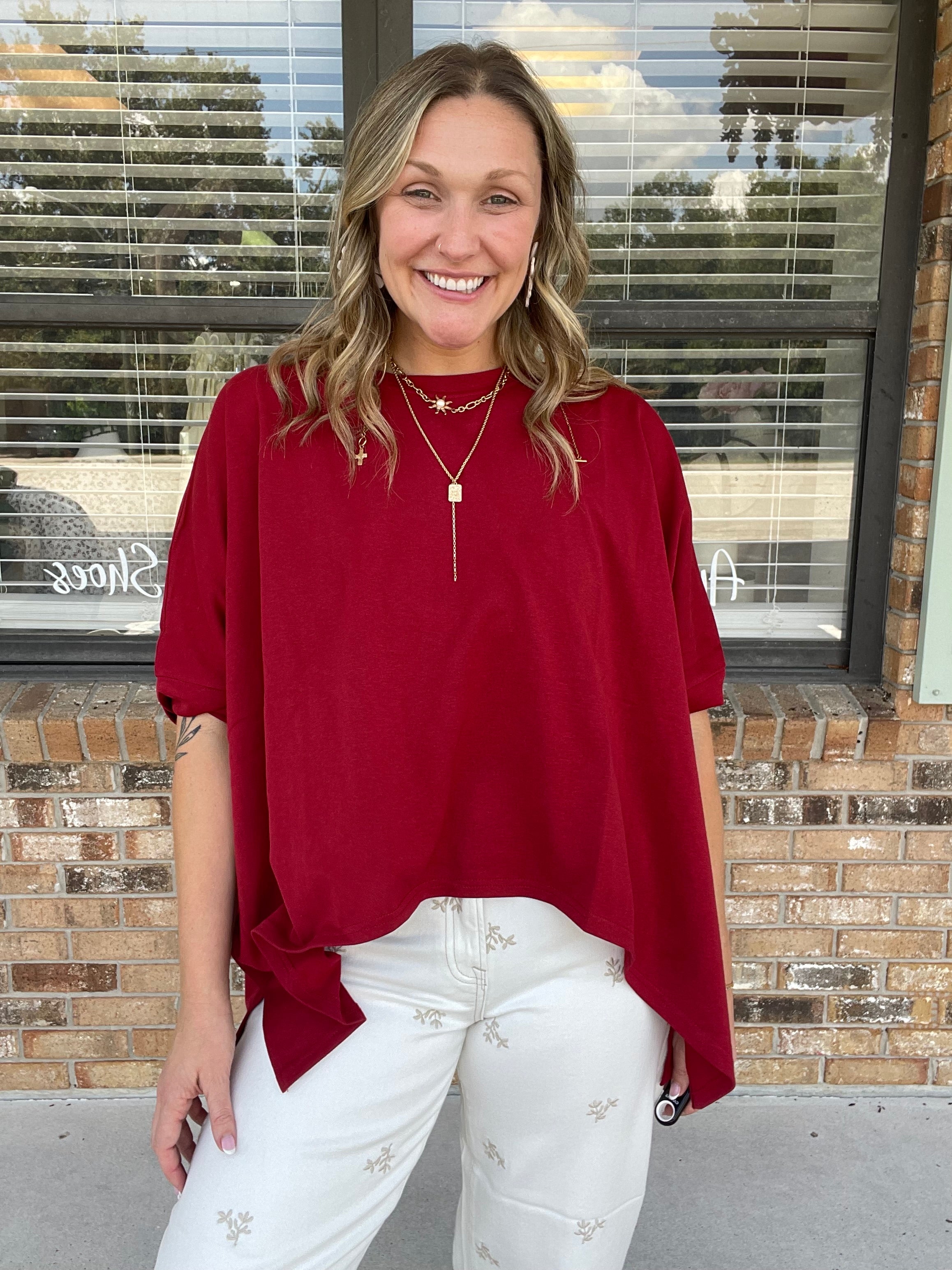 Sangria Red Oversized Top