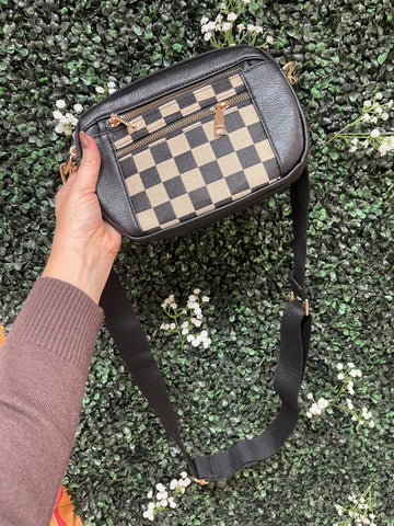 Black Checkered Chic Crossbody