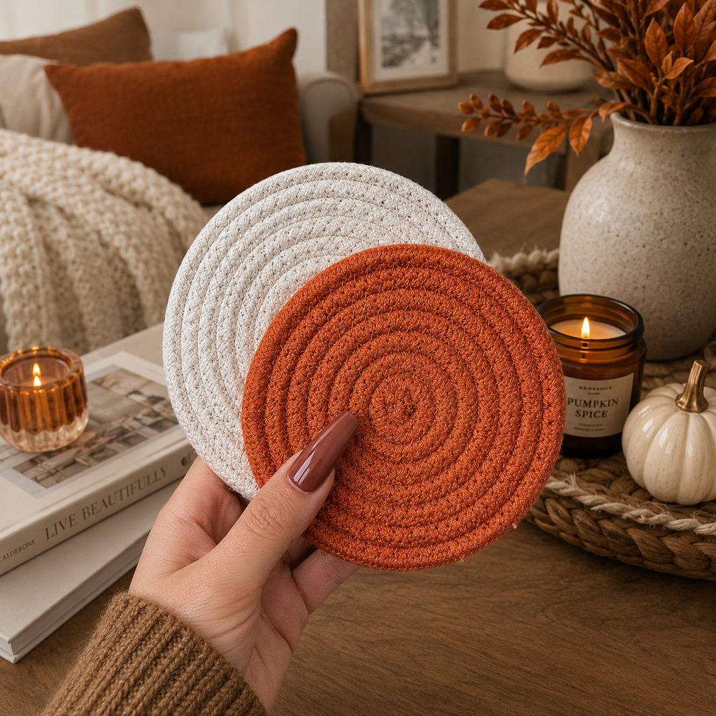 Brown White Dashes-4pk Coasters