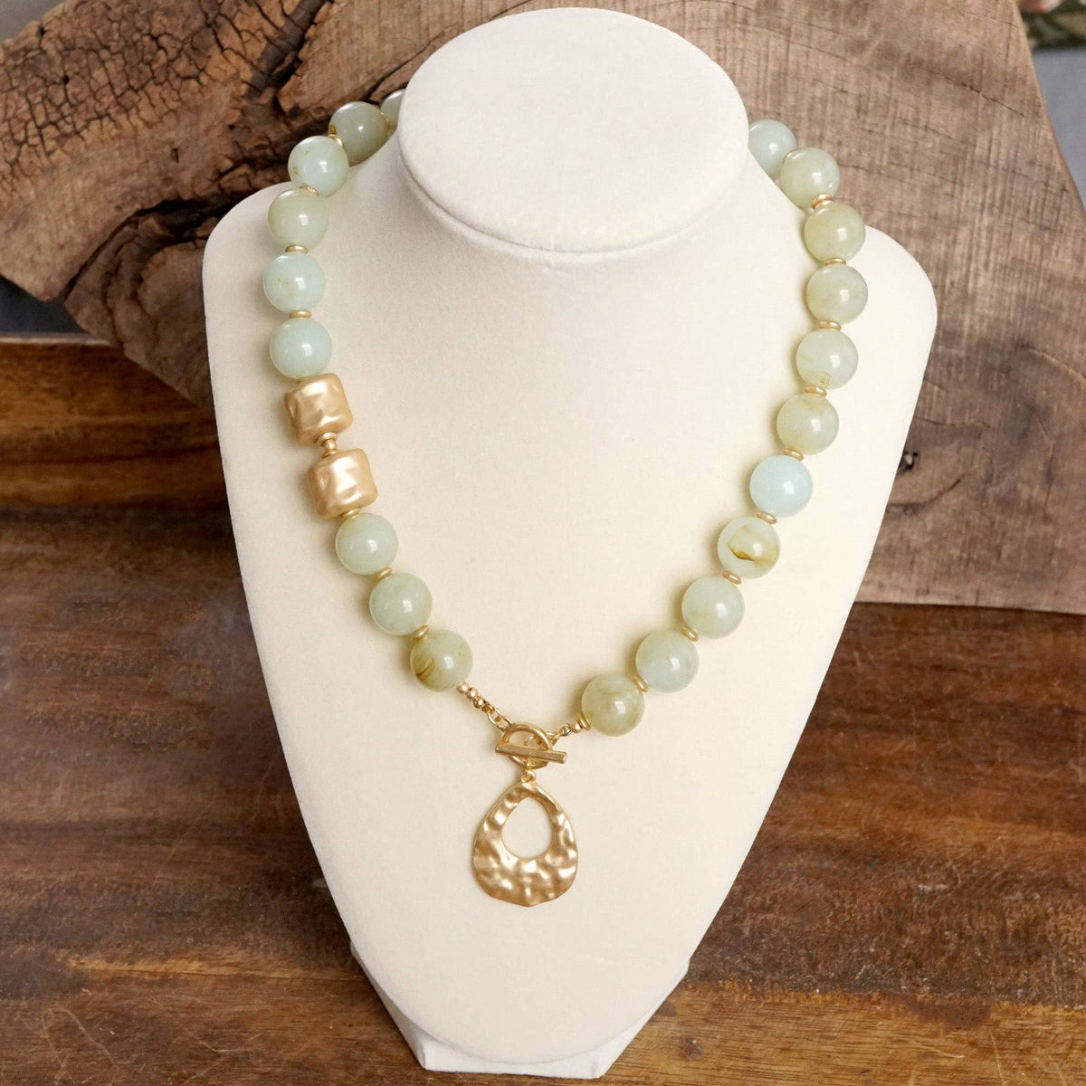 Chunky Green Beaded Statement Necklace