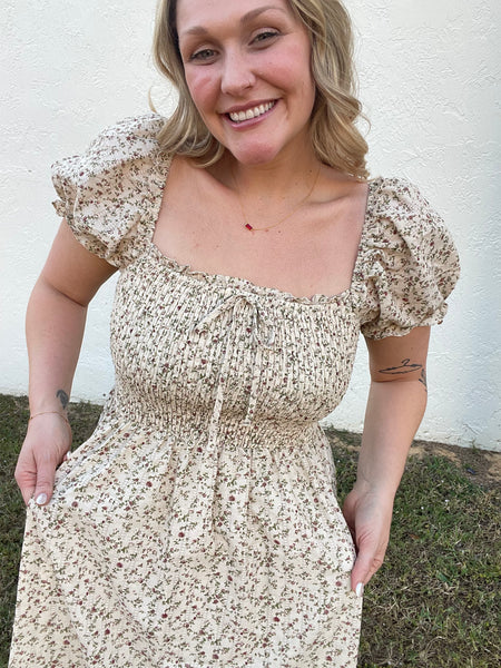 Cream Floral Dress