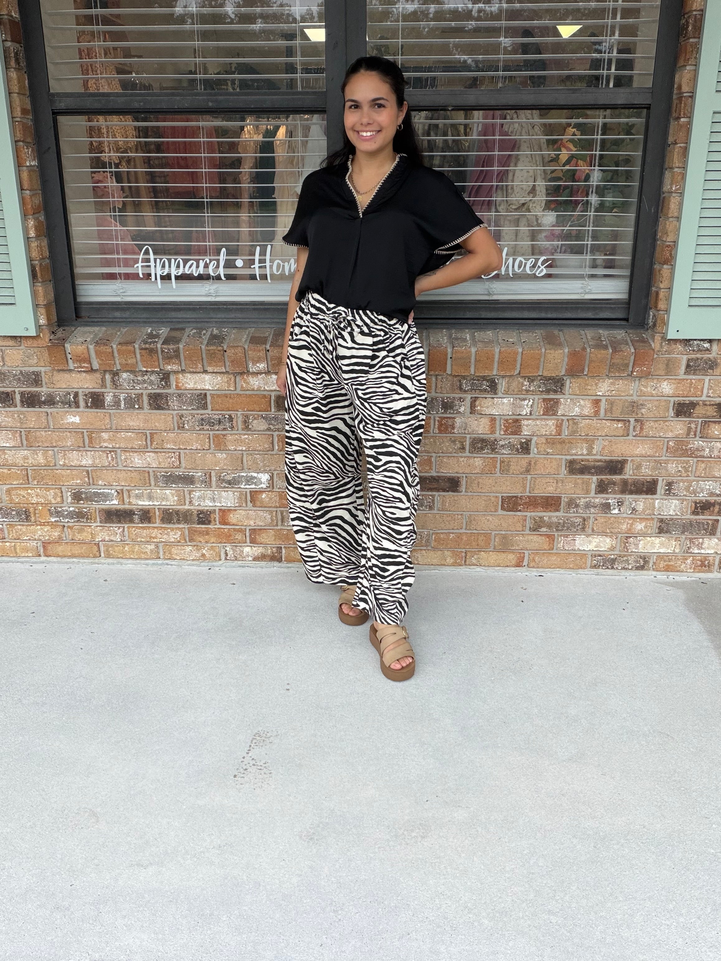 Black Whipstitch Blouse
