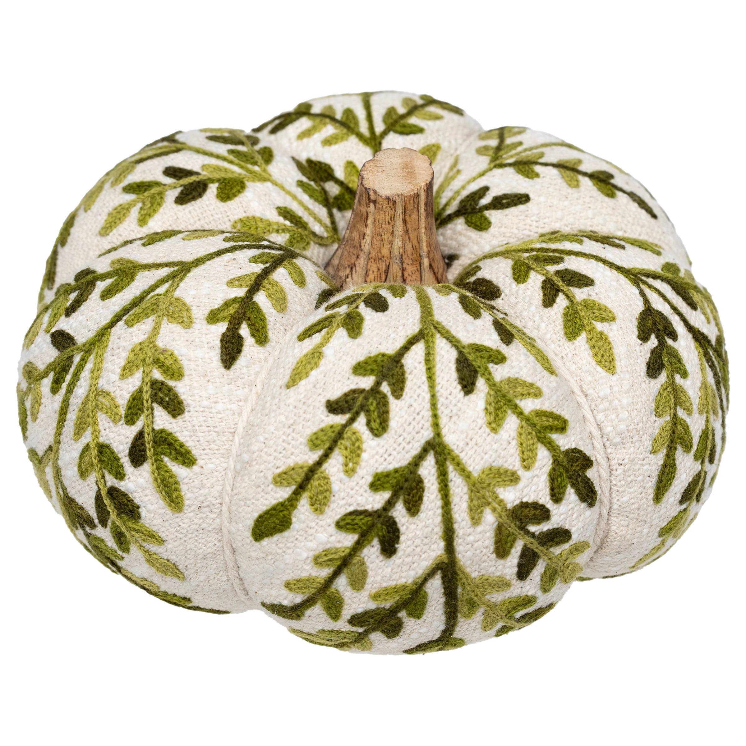 6.25" Green Leaf Embroidered Pumpkin Fall Autumn