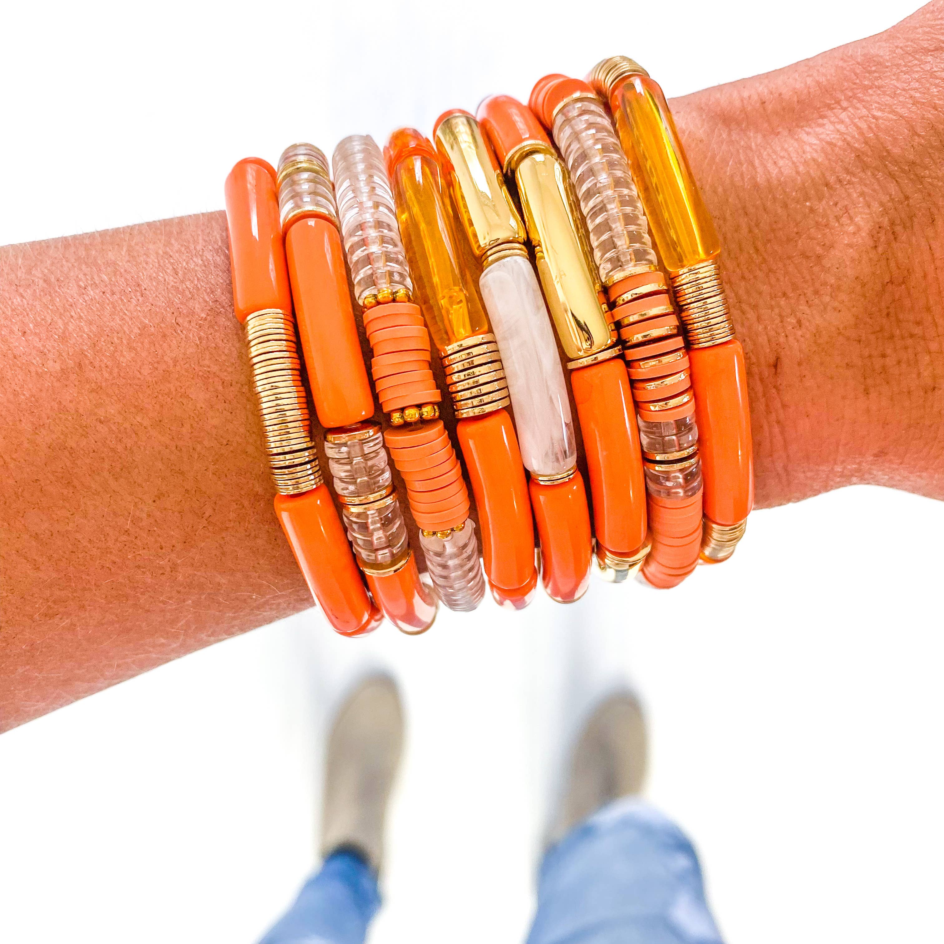 Orange Bamboo Bracelet