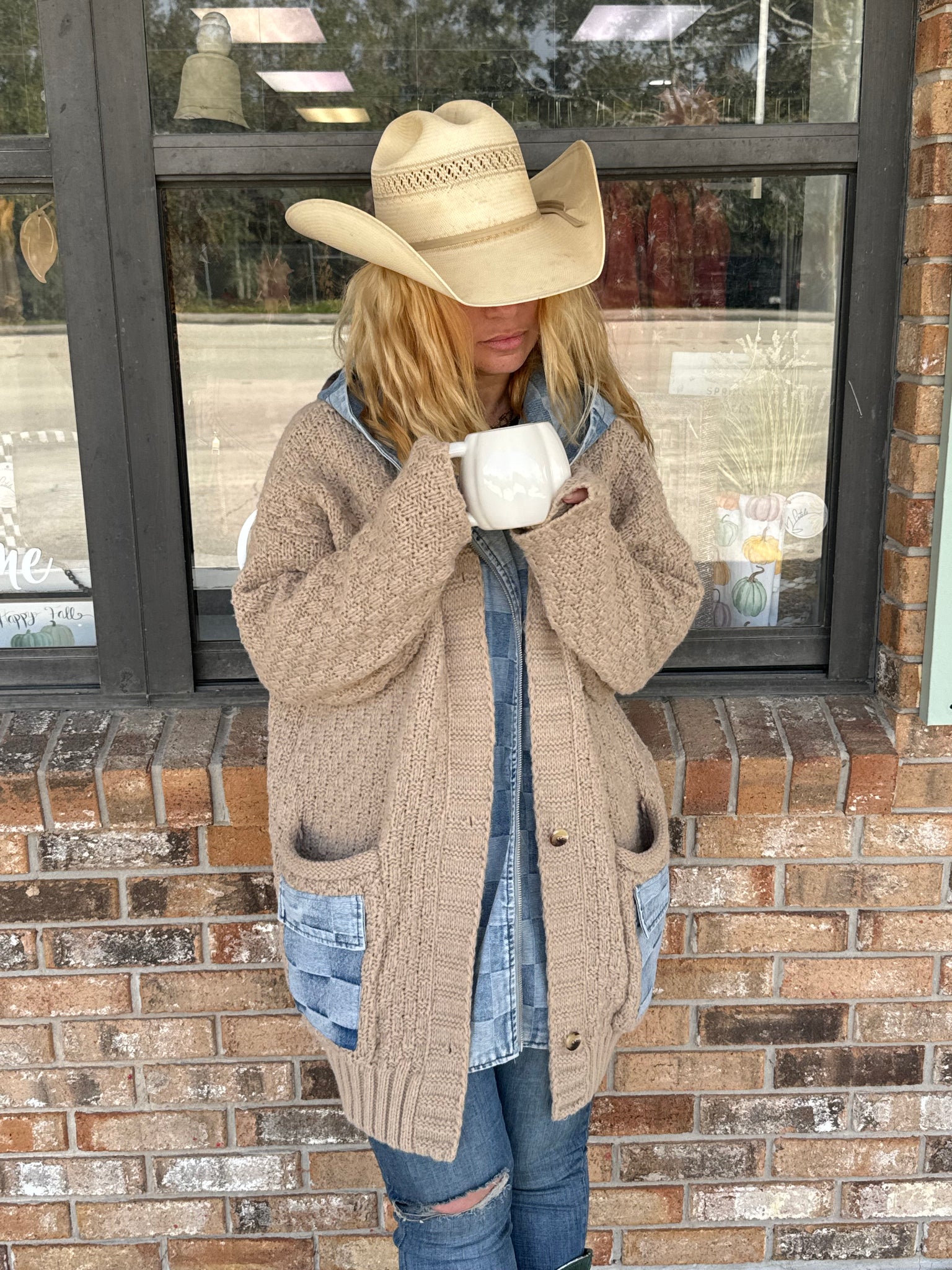 Latte Checkered Sweater