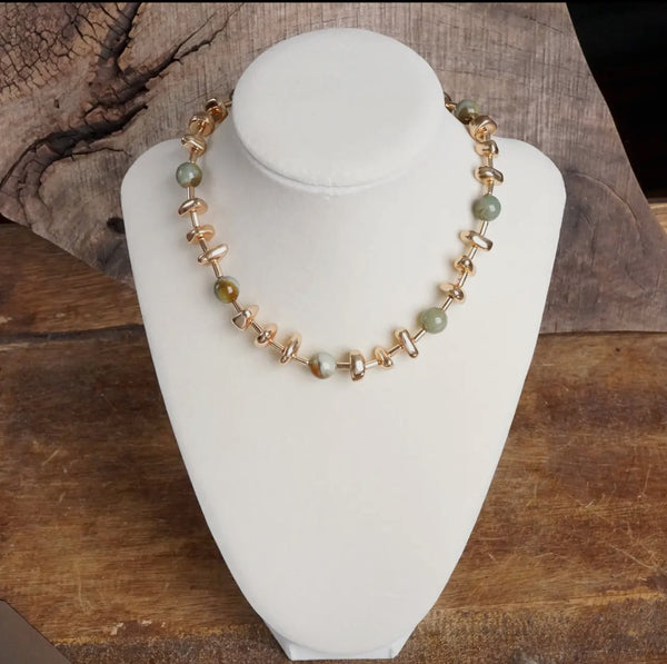 Beaded Glass Green Necklace