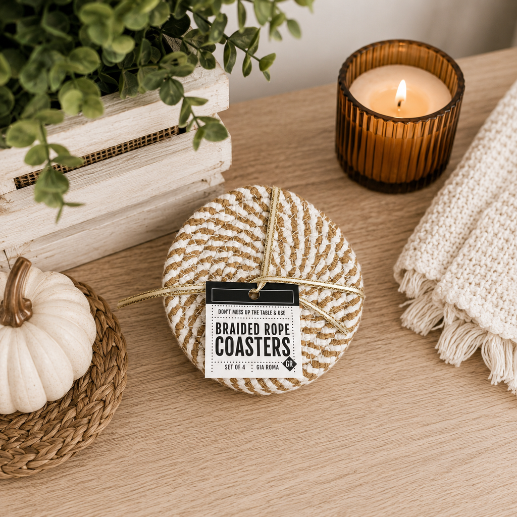 Brown White Dashes-4pk Coasters