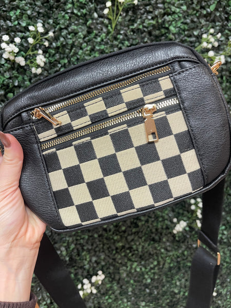 Black Checkered Chic Crossbody