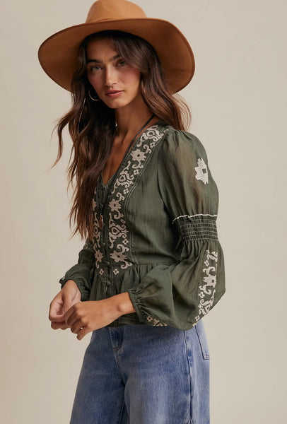 Forest Embroidered Blouse