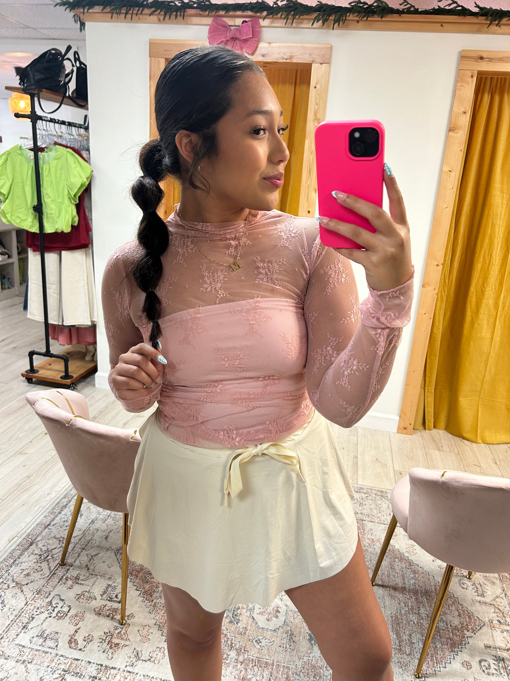 Powder Pink Lace Top