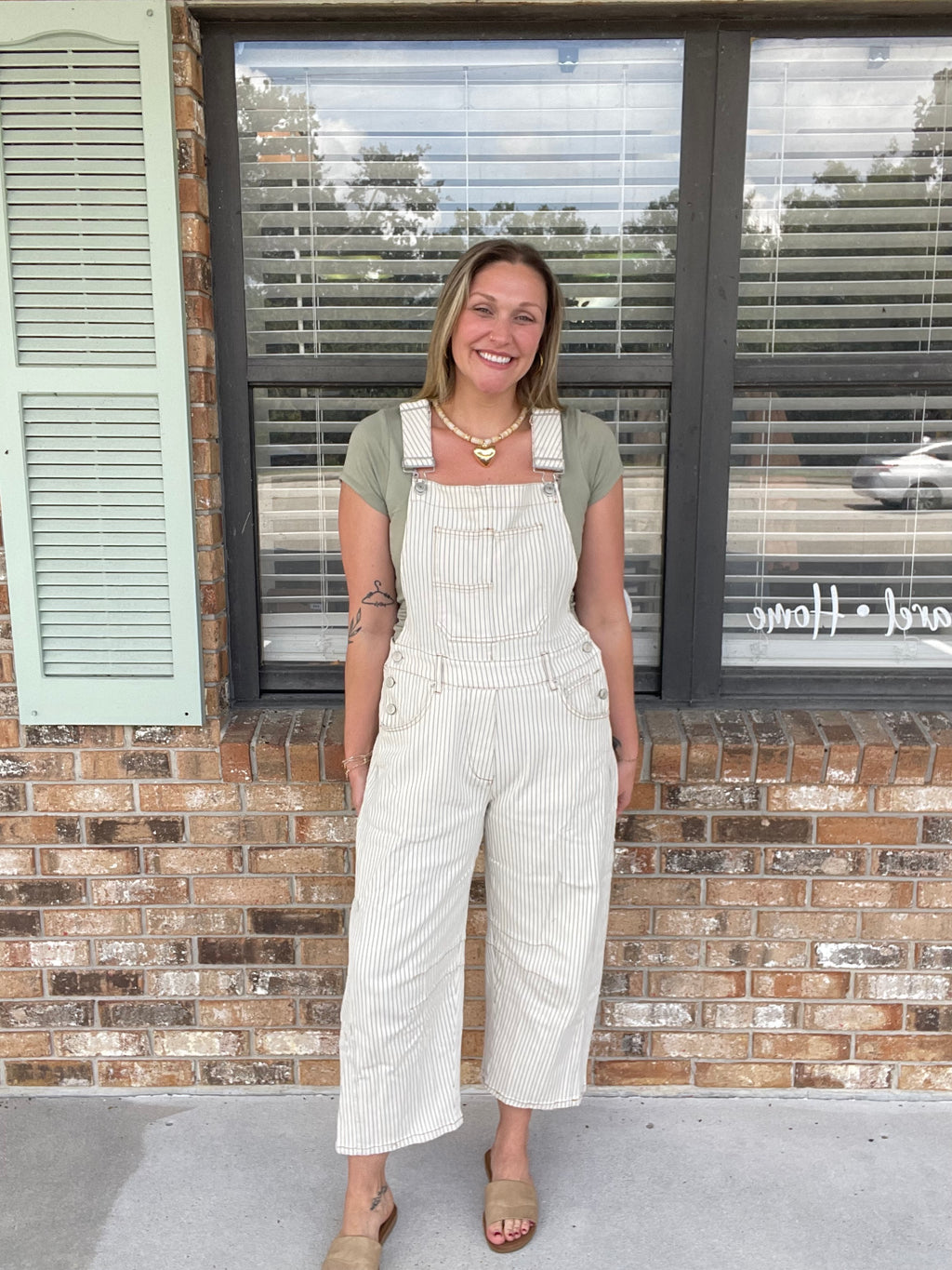 Oat Striped Overalls