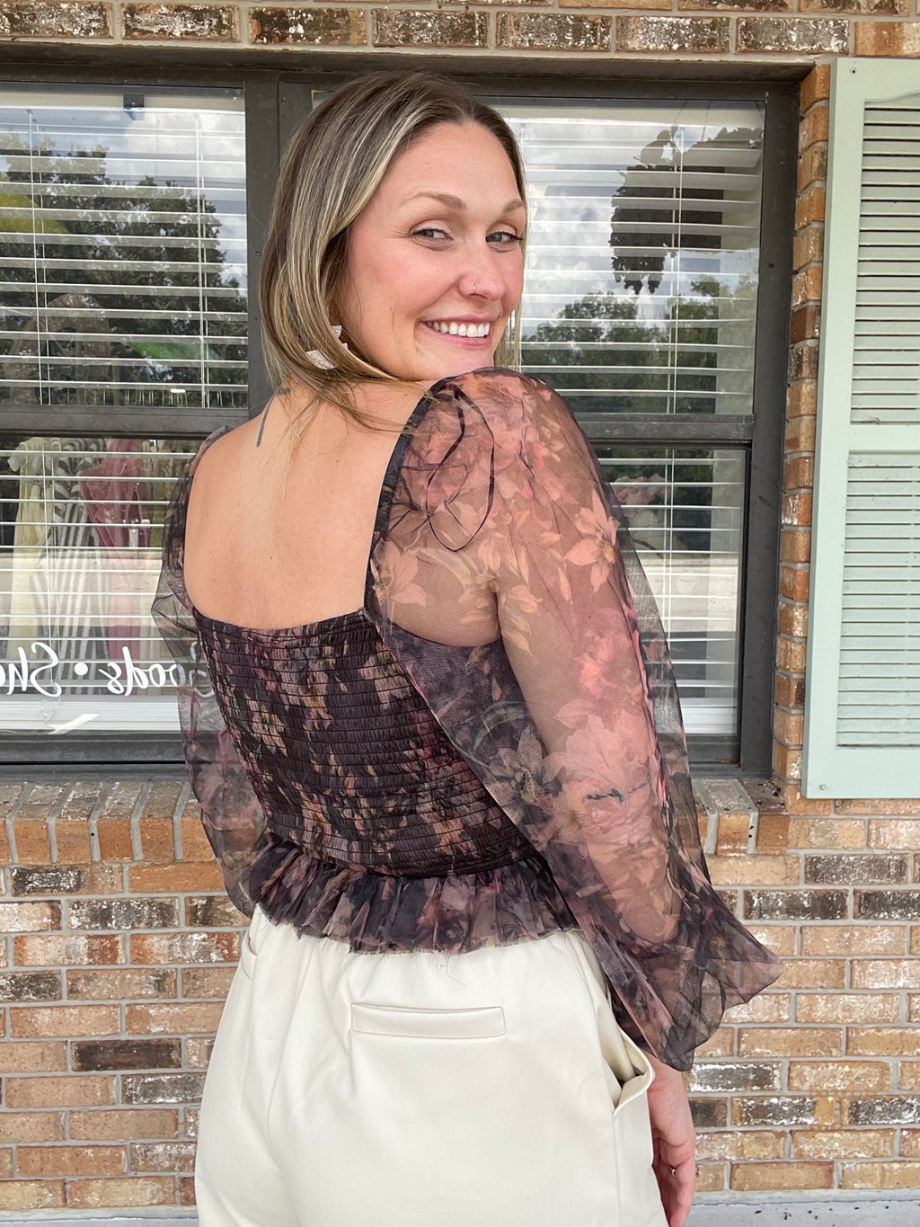 Moody Blooms Mesh Top