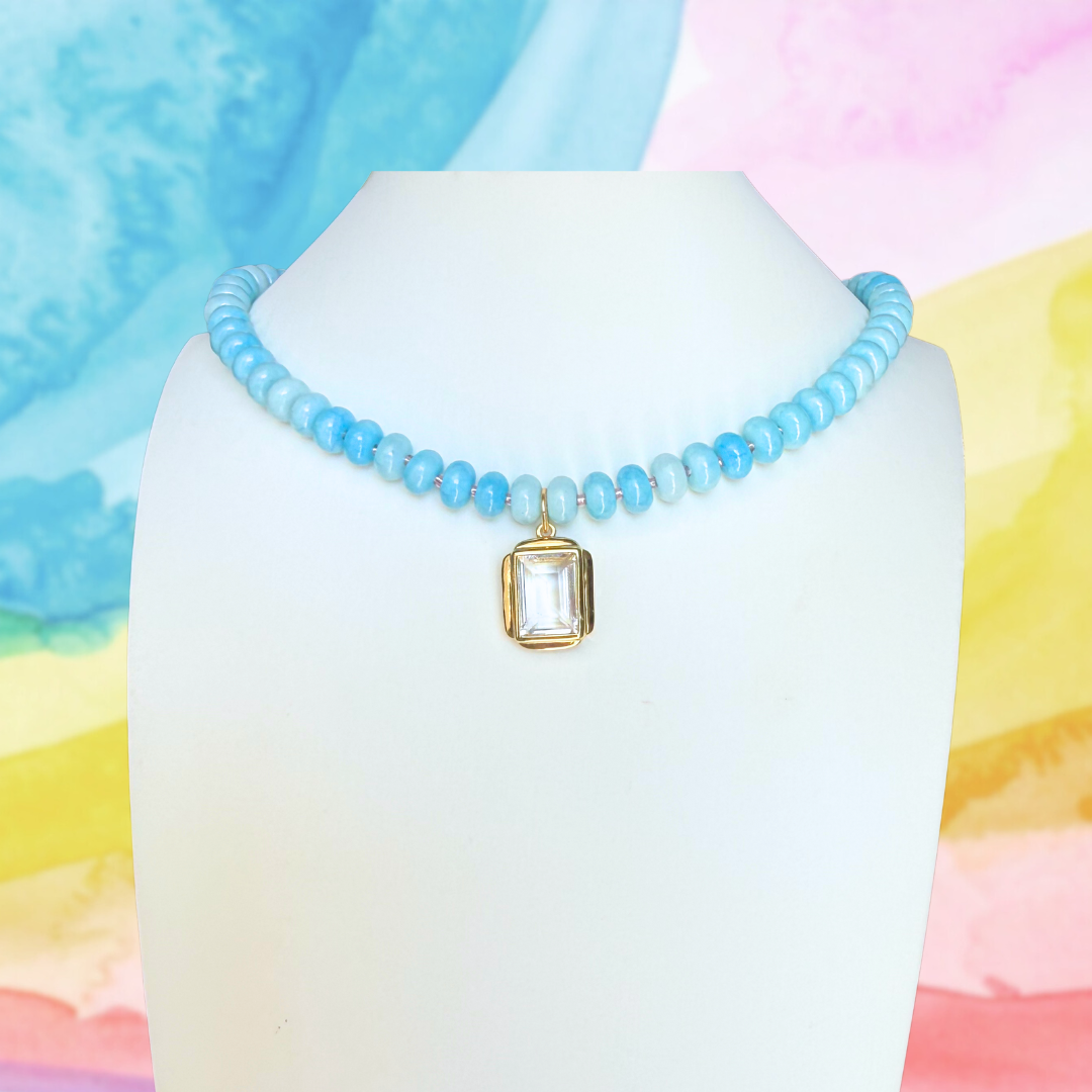 Candy Beaded Necklace: Blue