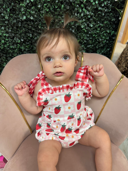 Cutest Strawberry Bubble Romper