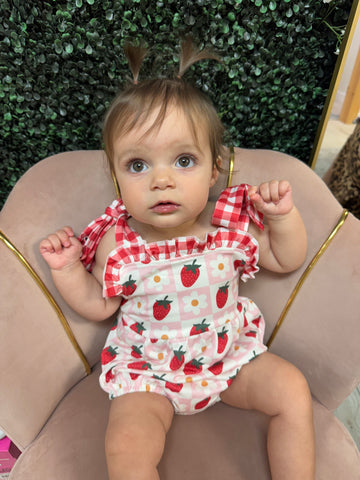 Cutest Strawberry Bubble Romper