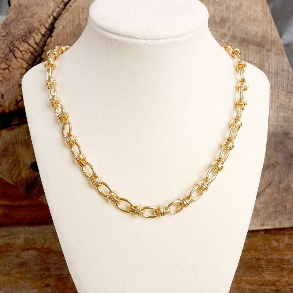 Chunky Fancy Chain Necklace –Gold Tone