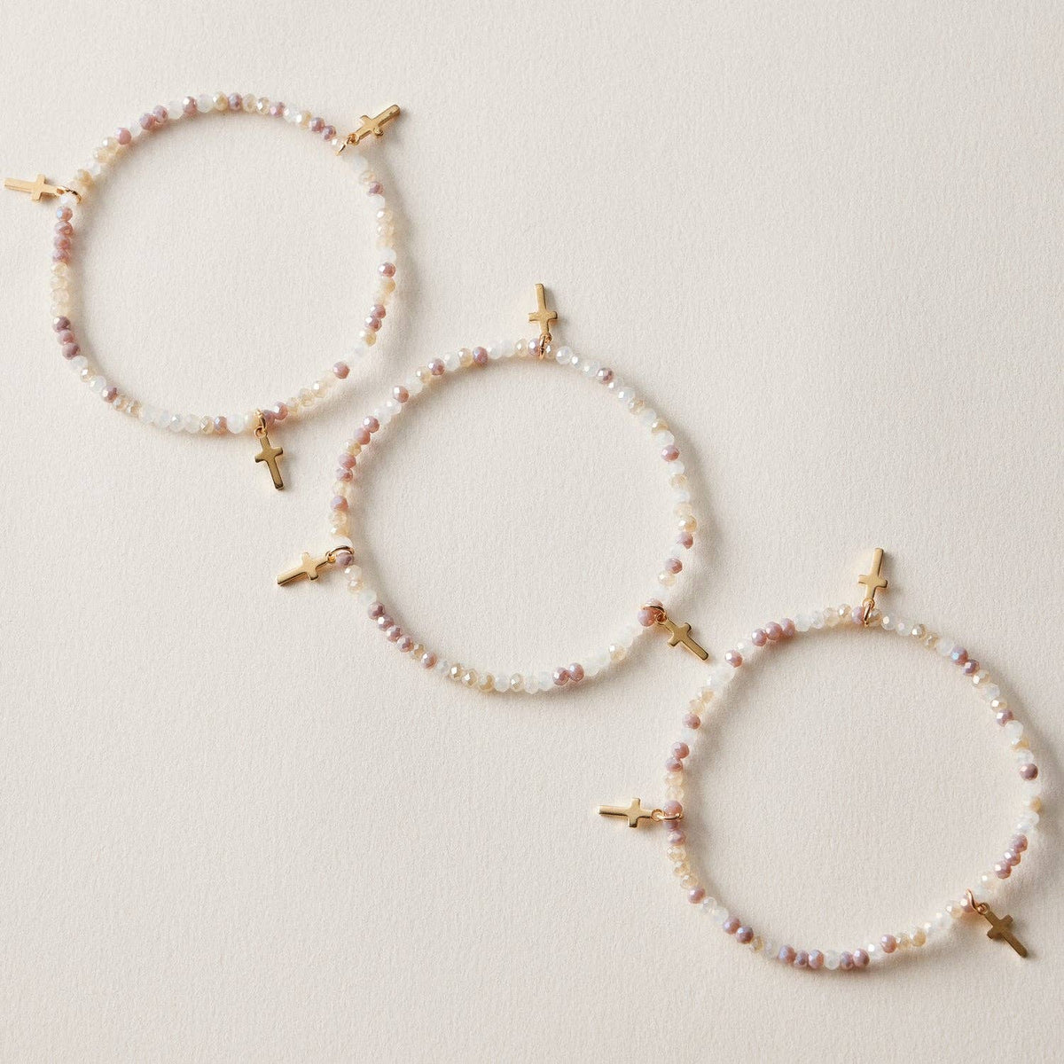 Multi Cross Charm Bracelet Stack Set
