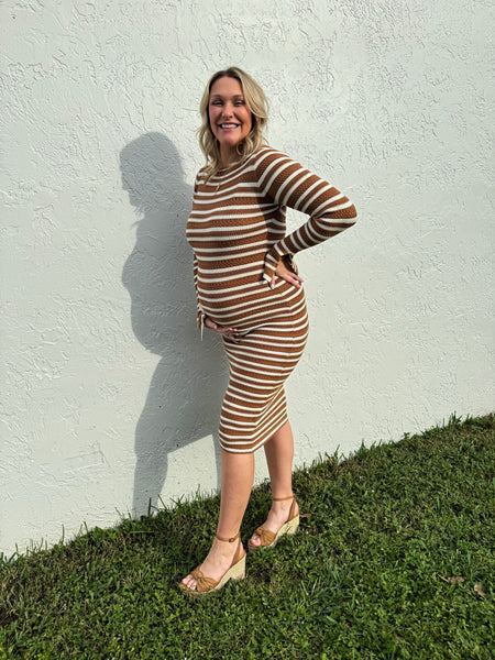 Caramel Stripes Knit Dress