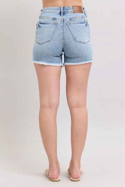 Light Destroyed Denim Shorts