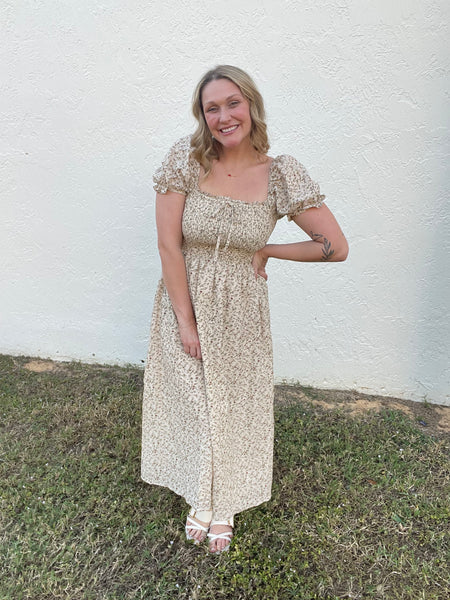 Cream Floral Dress