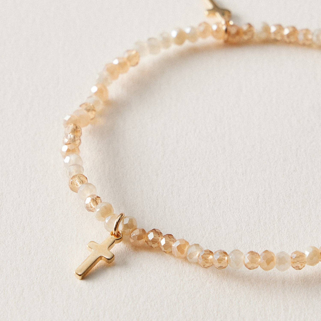 Cross Gold Charm Bracelet Stack Set