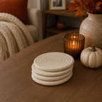 Brown White Dashes-4pk Coasters