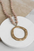 Taupe wooden bead necklace