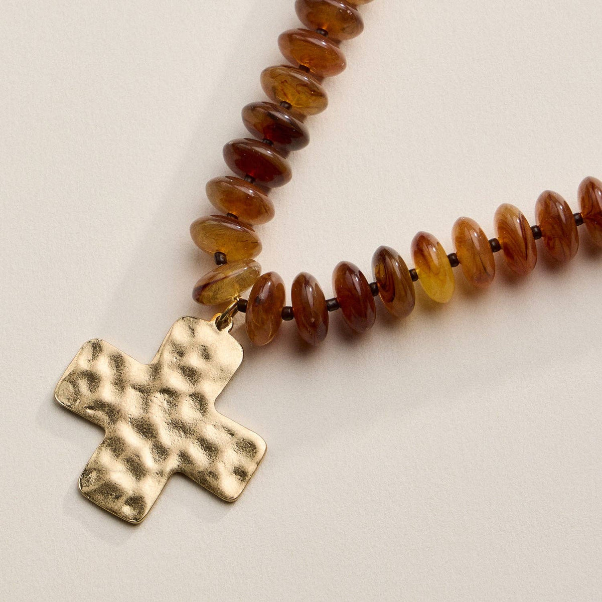 Brown Cross Pendant Necklace