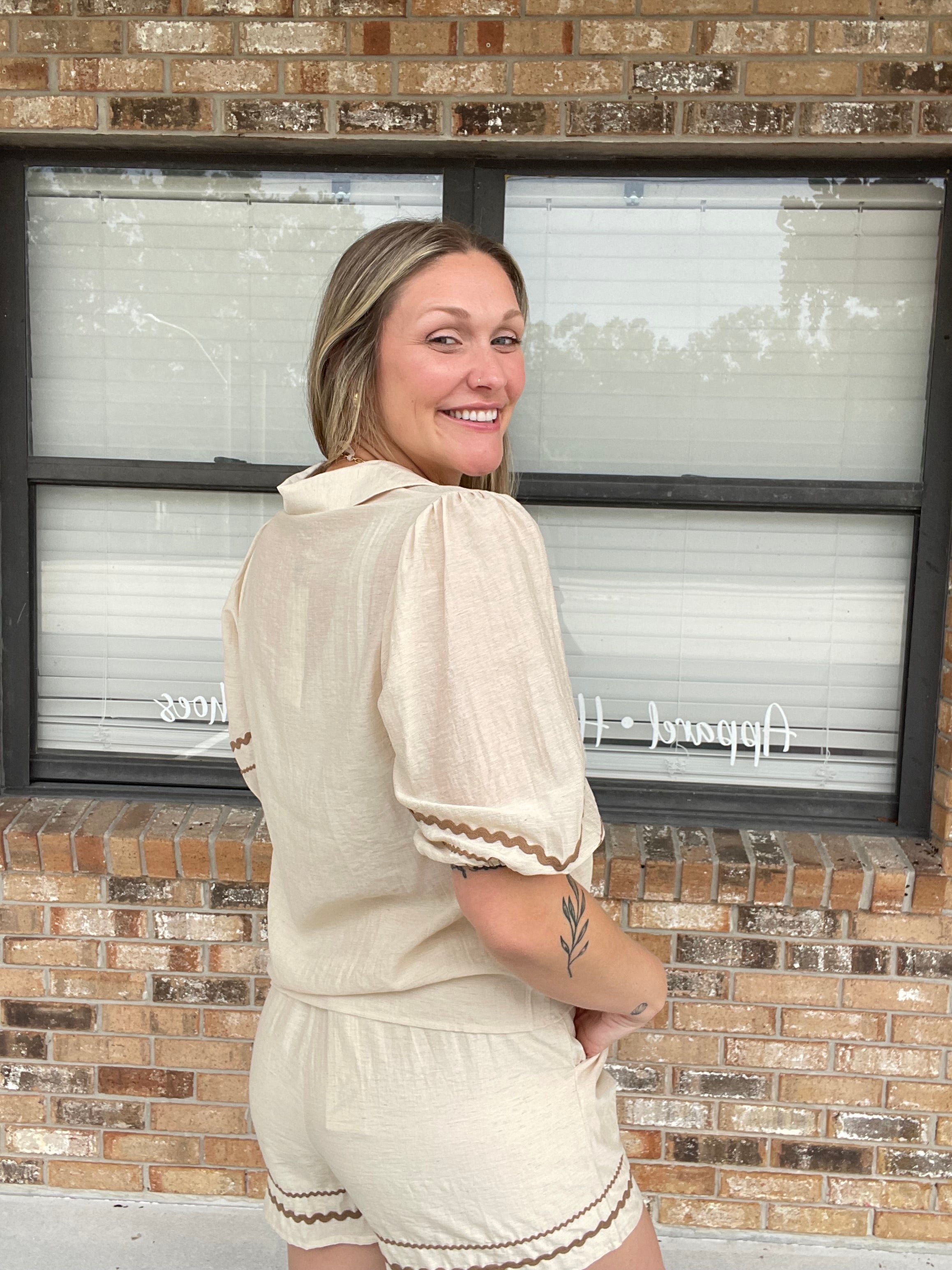 Autumn Stroll Linen Blouse