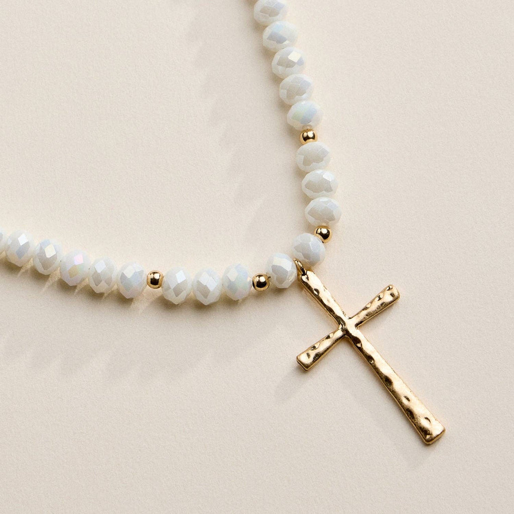 Ivory Cross Beaded Necklace