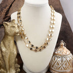 Shimmer Silver Current Textured Double Strand  Necklace