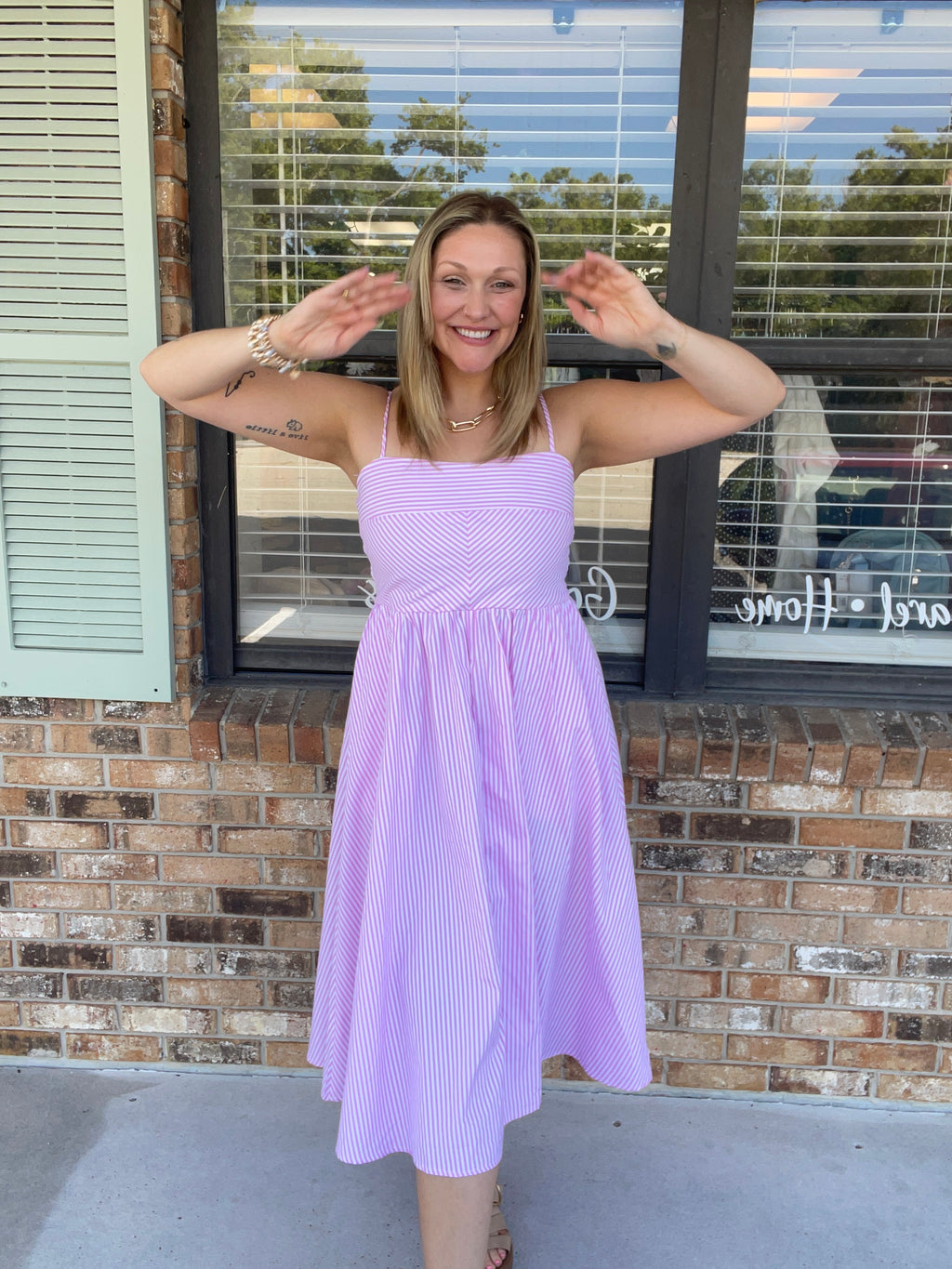 Polly Pink Striped Dress