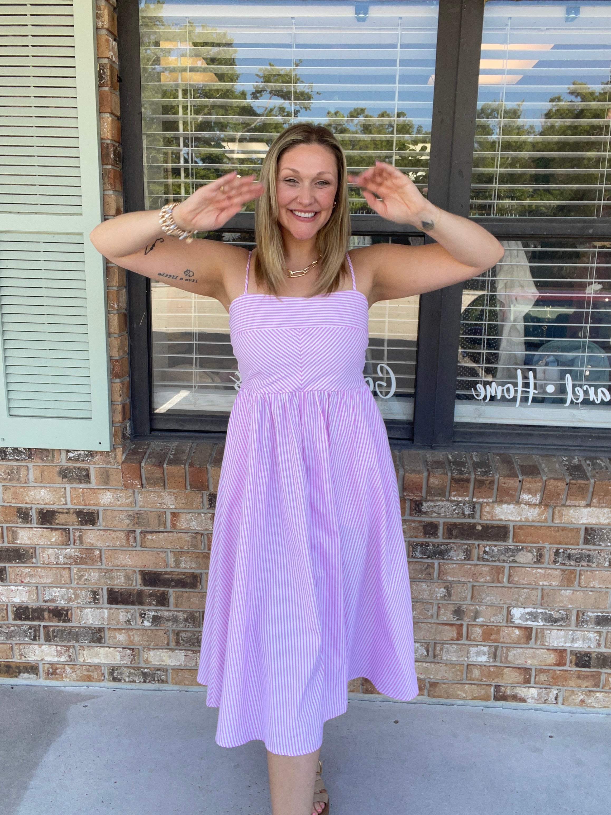 Polly Pink Striped Dress
