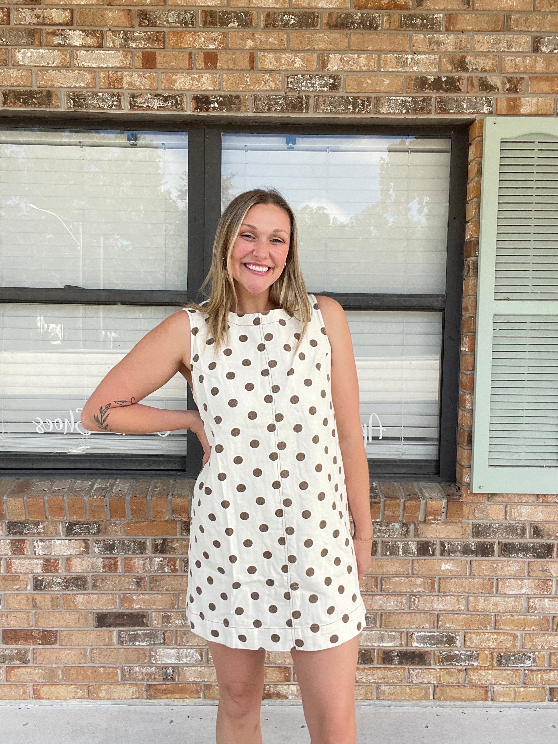 Mocha Dot Mini Dress