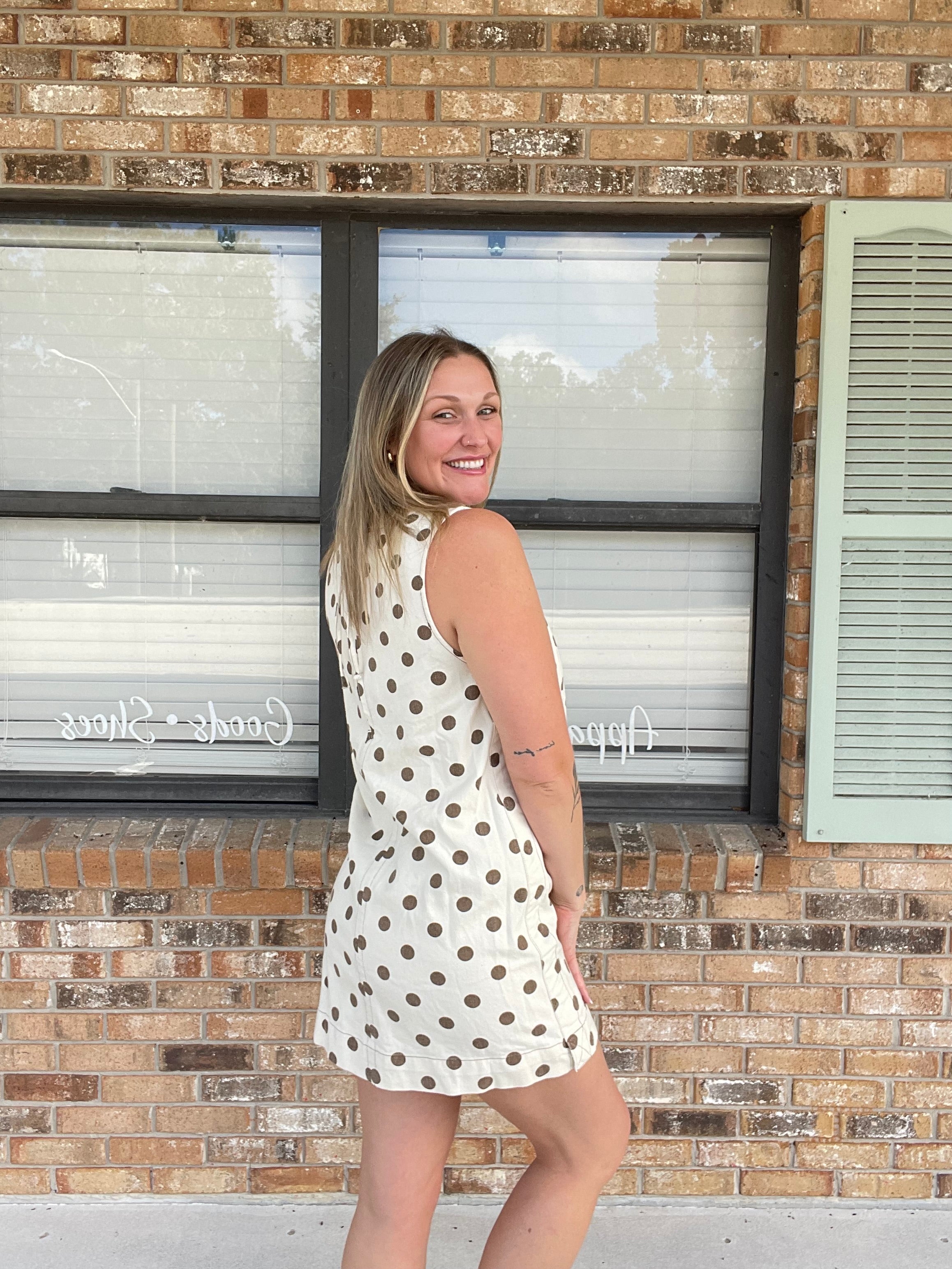 Mocha Dot Mini Dress