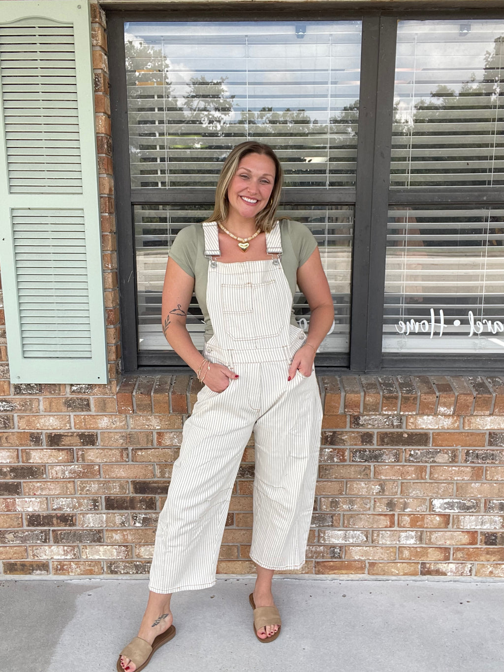 Oat Striped Overalls