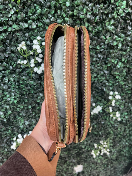 Latte Checkered Crossbody