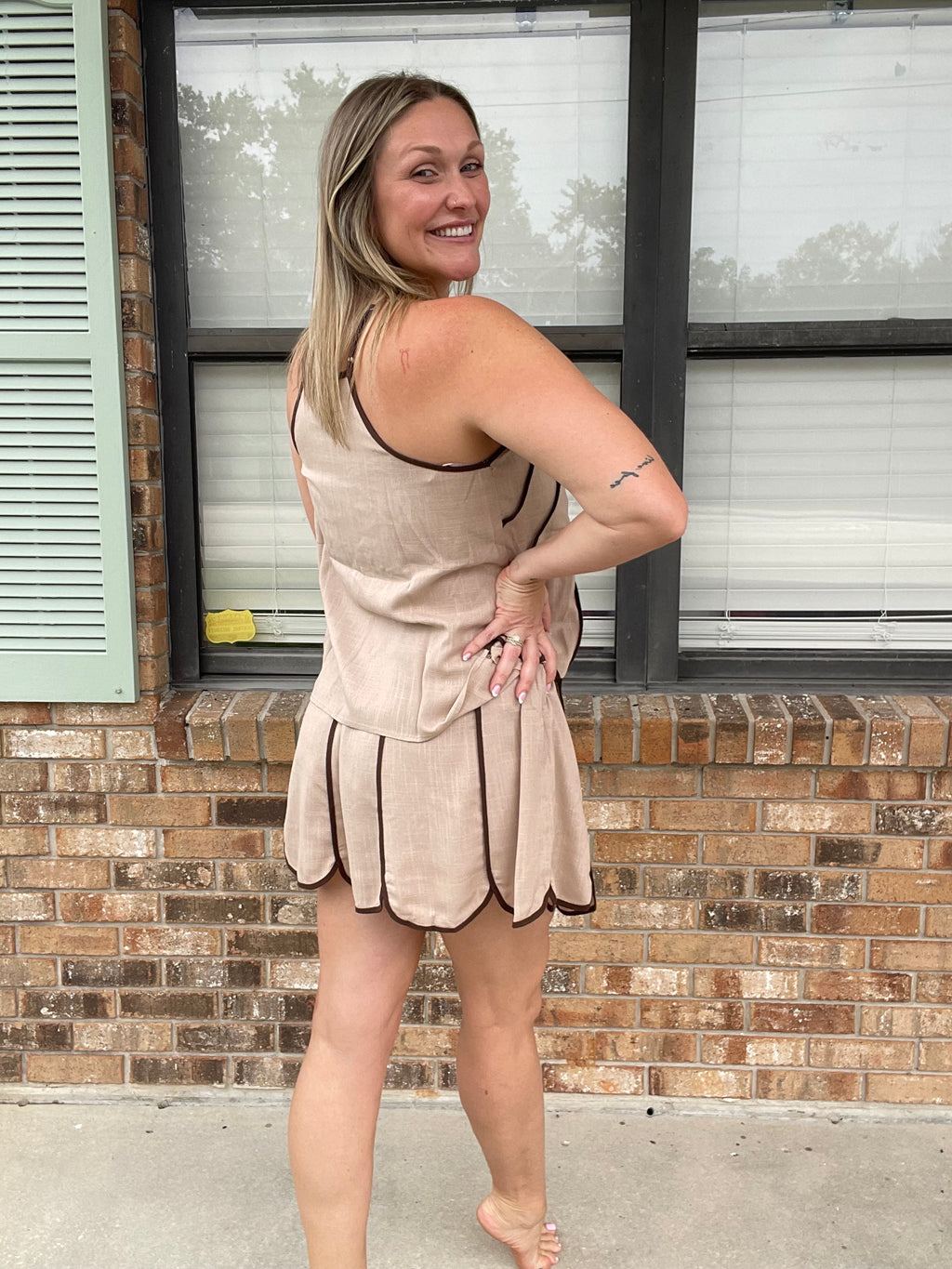 Toasted Taupe Linen Skort